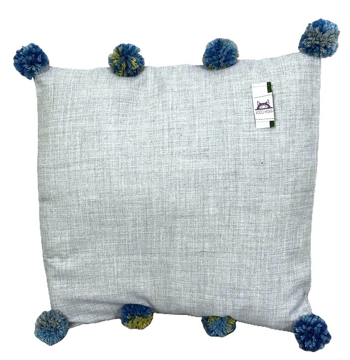 Potah na polštářek Šedý melír s bambulkami 